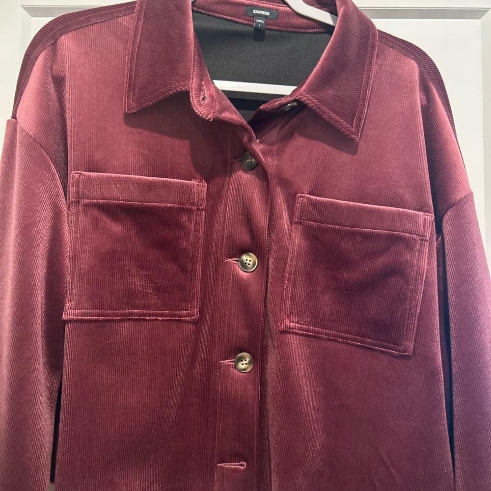 Express Button-Up Jacket in Burgundy